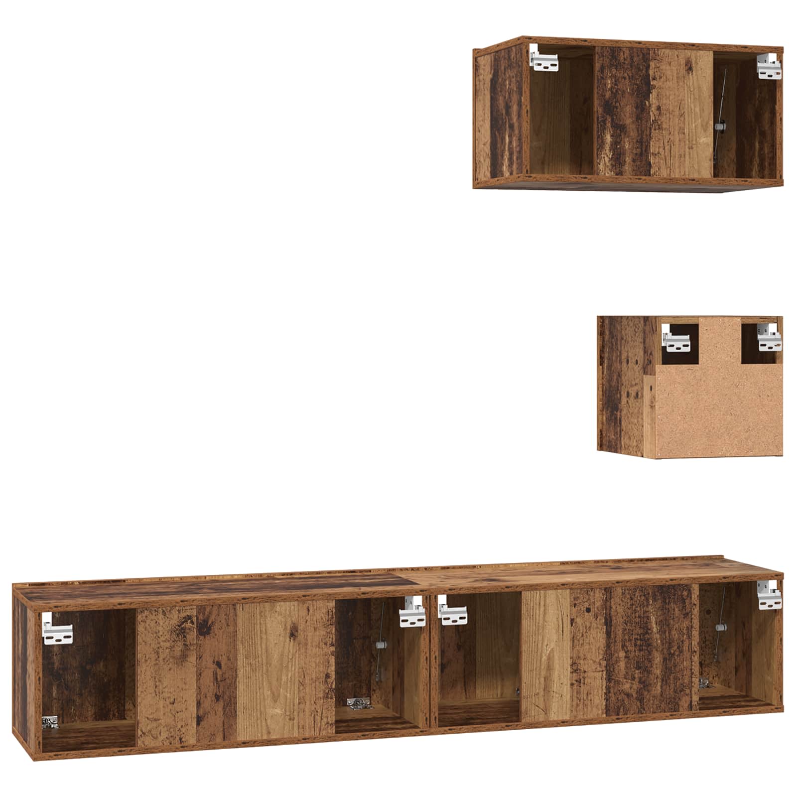 Tv-meubelset Wandgemonteerd 3 pcs Oud Hout Bewerkt hout is nu te koop bij PeponiXL, paradijselijk wonen!