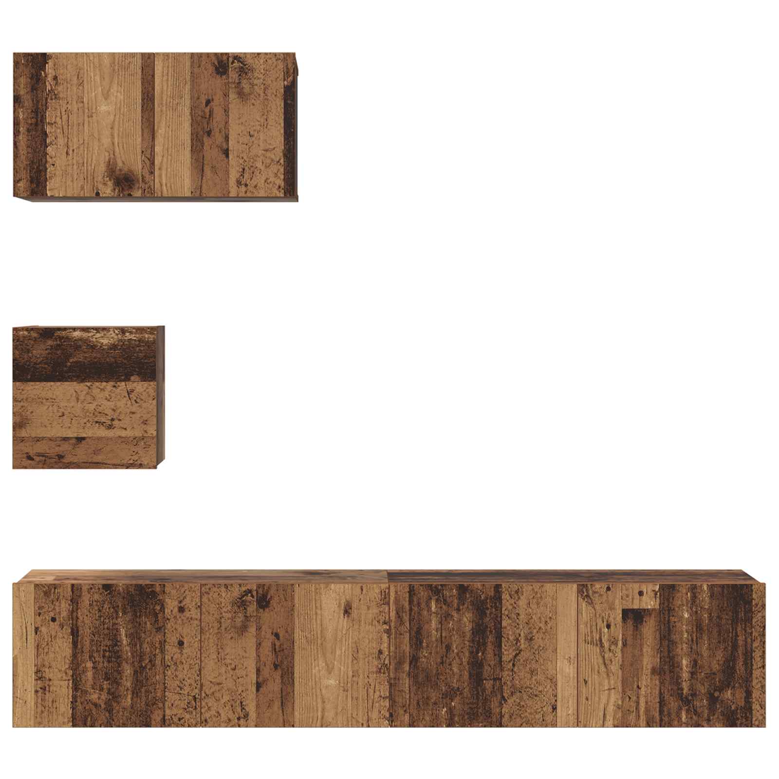 Tv-meubelset Wandgemonteerd 3 pcs Oud Hout Bewerkt hout is nu te koop bij PeponiXL, paradijselijk wonen!