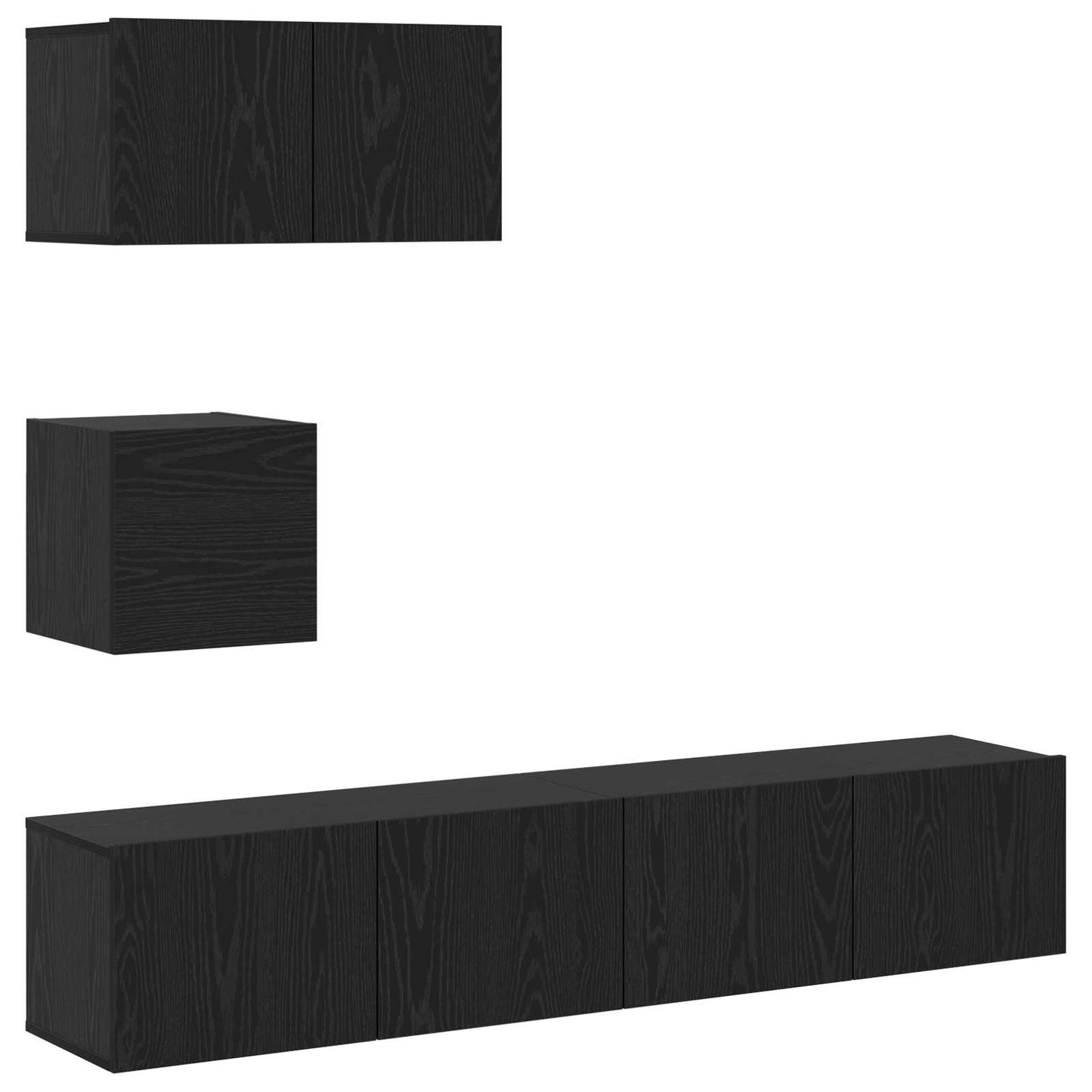 Tv-meubelset Wandgemonteerd 3 pcs Zwart Eiken Bewerkt hout is nu te koop bij PeponiXL, paradijselijk wonen!
