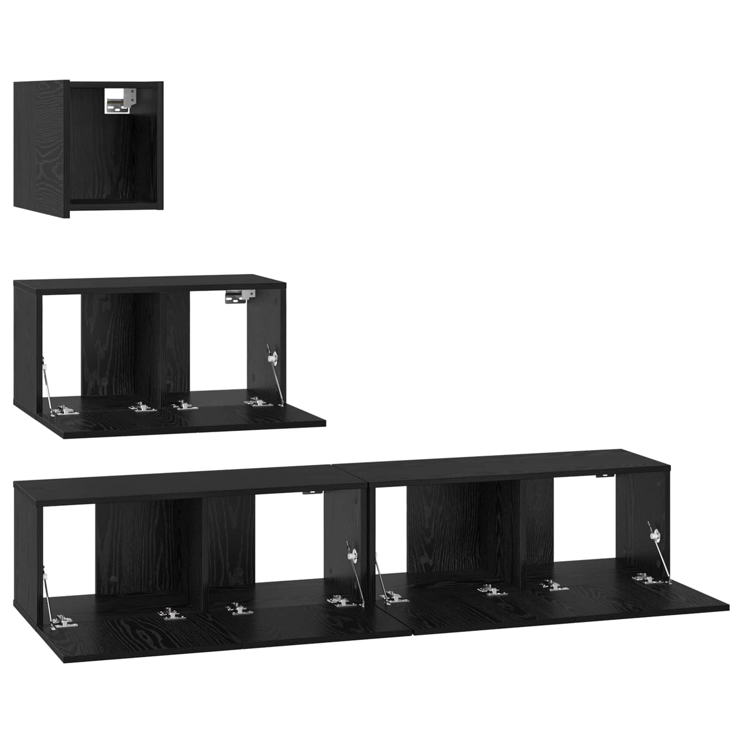 Tv-meubelset Wandgemonteerd 3 pcs Zwart Eiken Bewerkt hout is nu te koop bij PeponiXL, paradijselijk wonen!