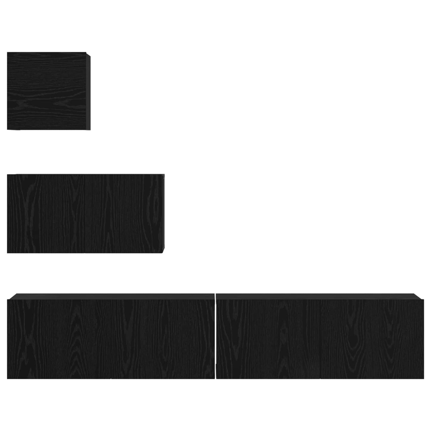 Tv-meubelset Wandgemonteerd 3 pcs Zwart Eiken Bewerkt hout is nu te koop bij PeponiXL, paradijselijk wonen!