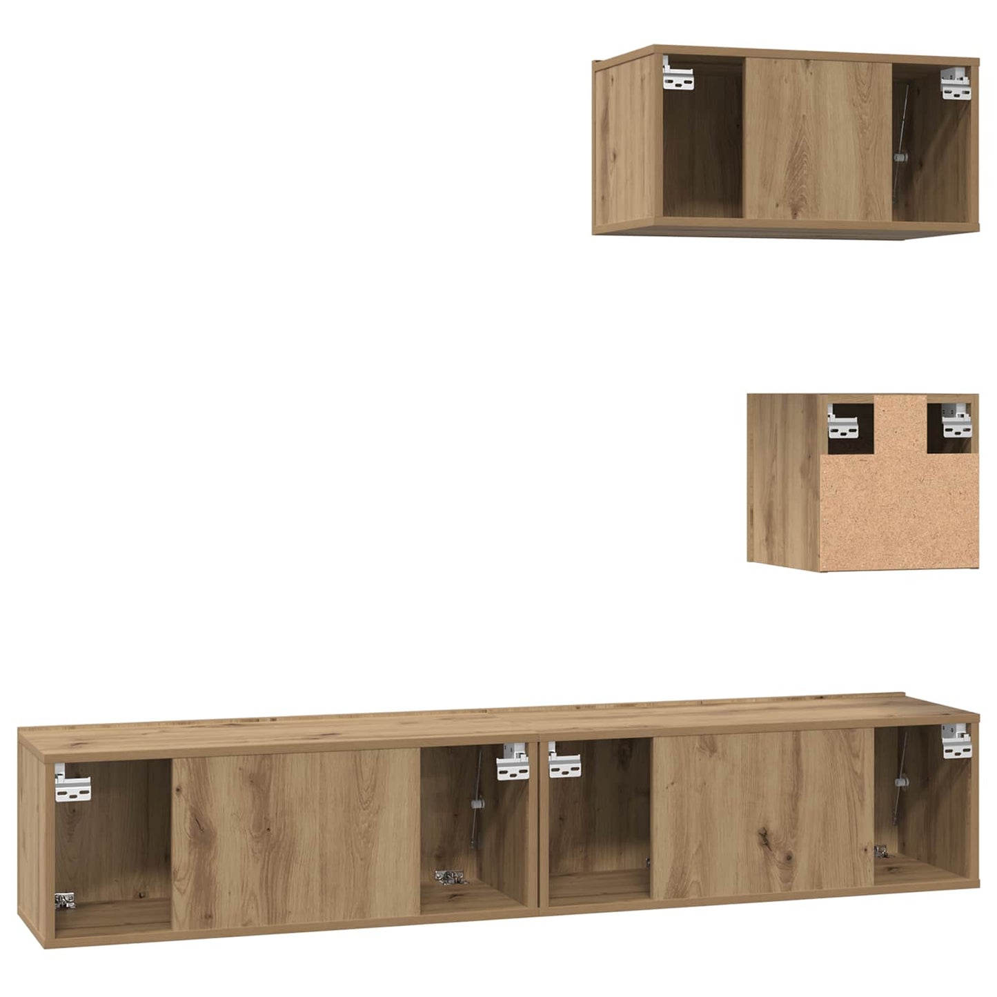 Tv-meubelset Wandgemonteerd 3 pcs Artisan Eiken Bewerkt hout is nu te koop bij PeponiXL, paradijselijk wonen!