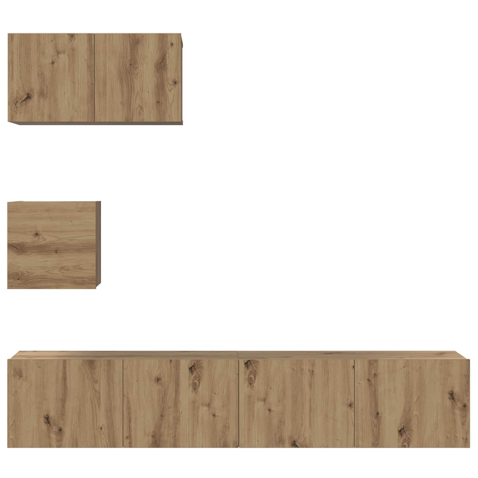 Tv-meubelset Wandgemonteerd 3 pcs Artisan Eiken Bewerkt hout is nu te koop bij PeponiXL, paradijselijk wonen!