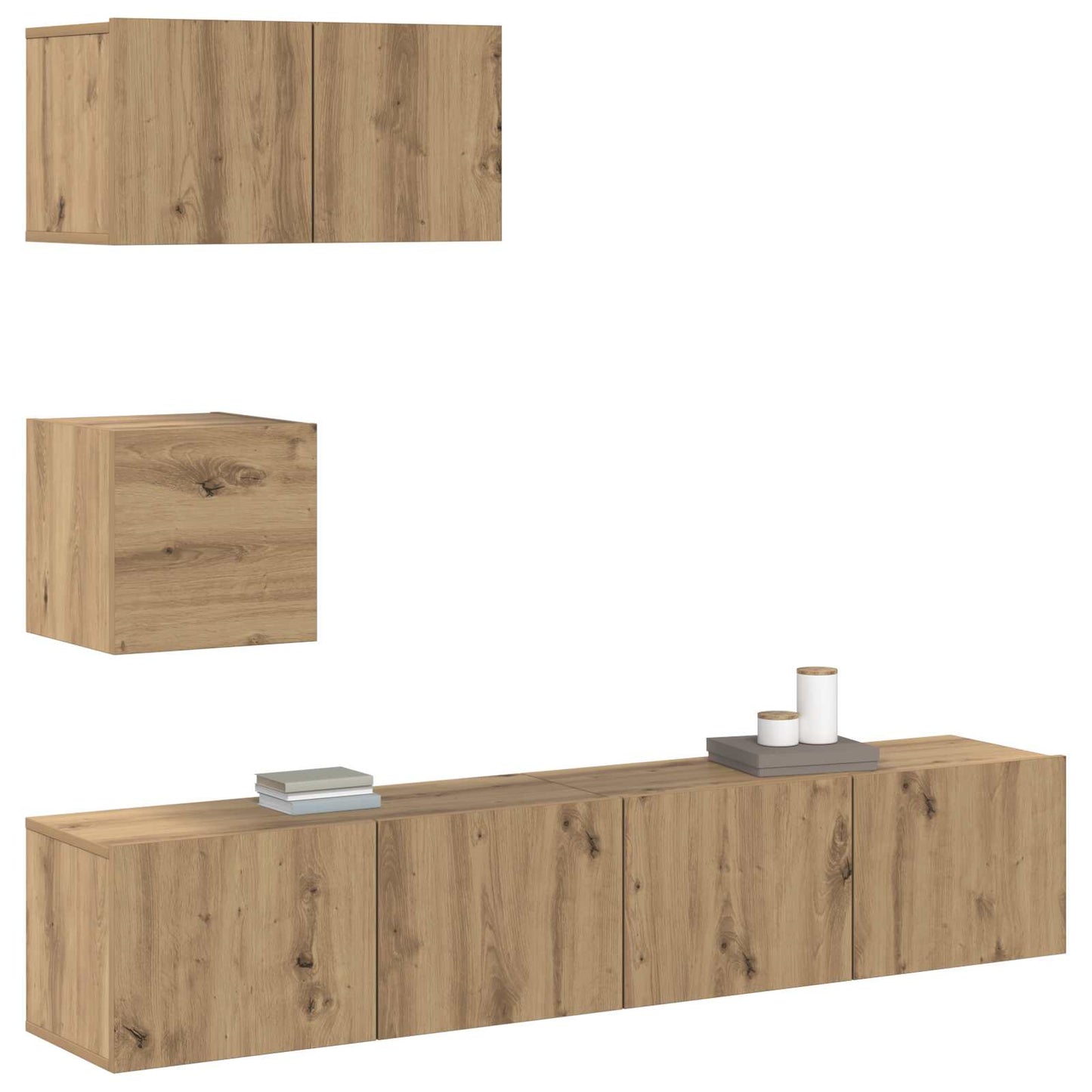 Tv-meubelset Wandgemonteerd 3 pcs Artisan Eiken Bewerkt hout is nu te koop bij PeponiXL, paradijselijk wonen!