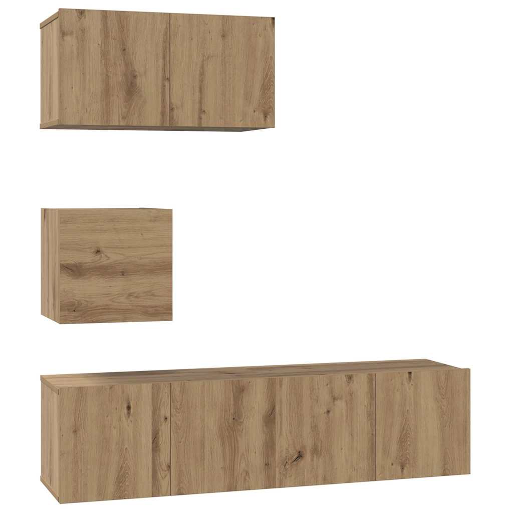 Tv-meubelset Wandgemonteerd 4 pcs Artisan Eiken Bewerkt hout is nu te koop bij PeponiXL, paradijselijk wonen!