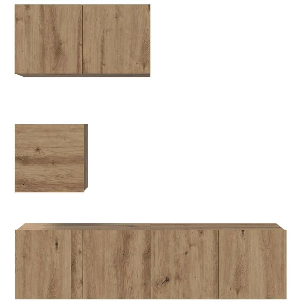 Tv-meubelset Wandgemonteerd 4 pcs Artisan Eiken Bewerkt hout is nu te koop bij PeponiXL, paradijselijk wonen!