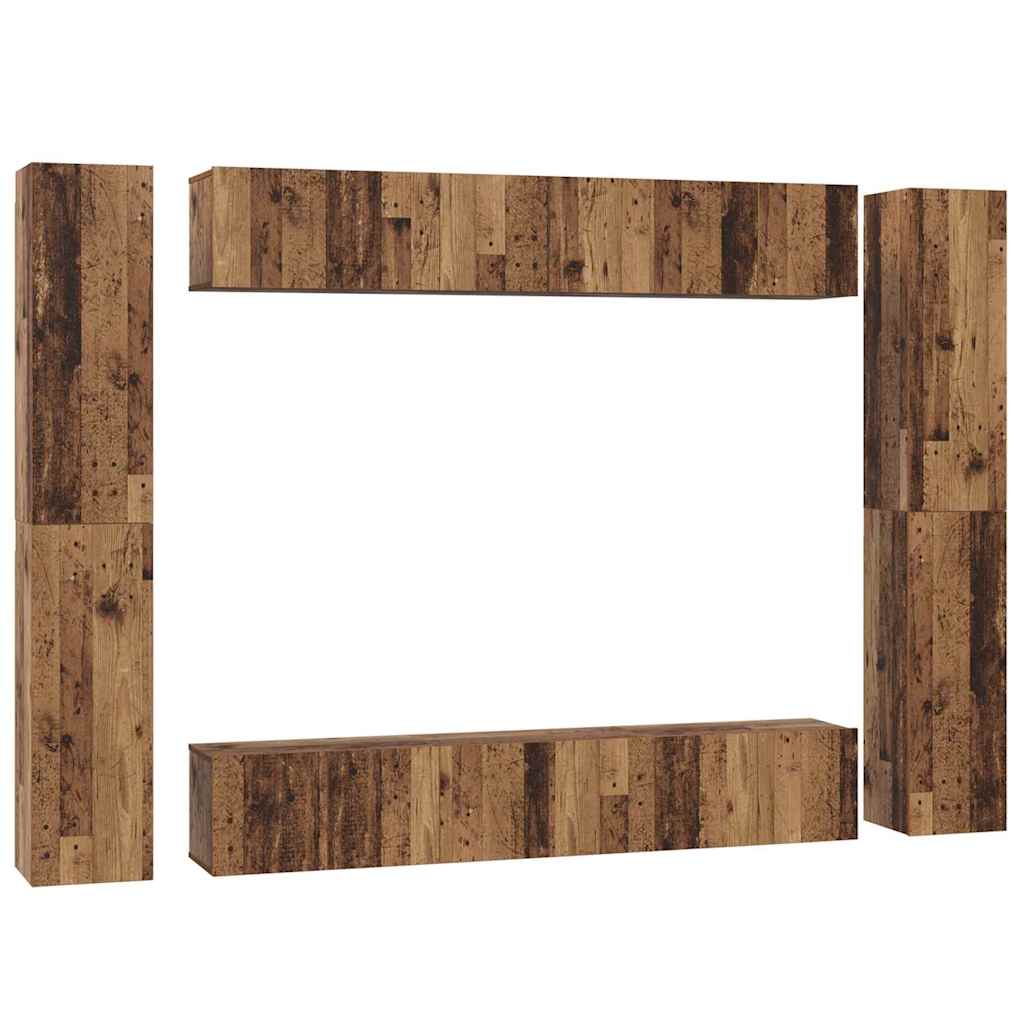 Tv-meubelset Wandgemonteerd 10 pcs Oud Hout Bewerkt hout is nu te koop bij PeponiXL, paradijselijk wonen!