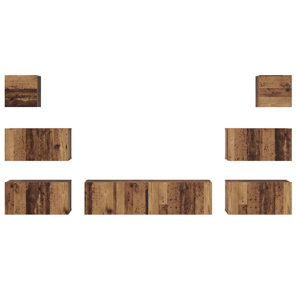 Tv-meubelset Wandgemonteerd 8 pcs Oud Hout Bewerkt hout is nu te koop bij PeponiXL, paradijselijk wonen!