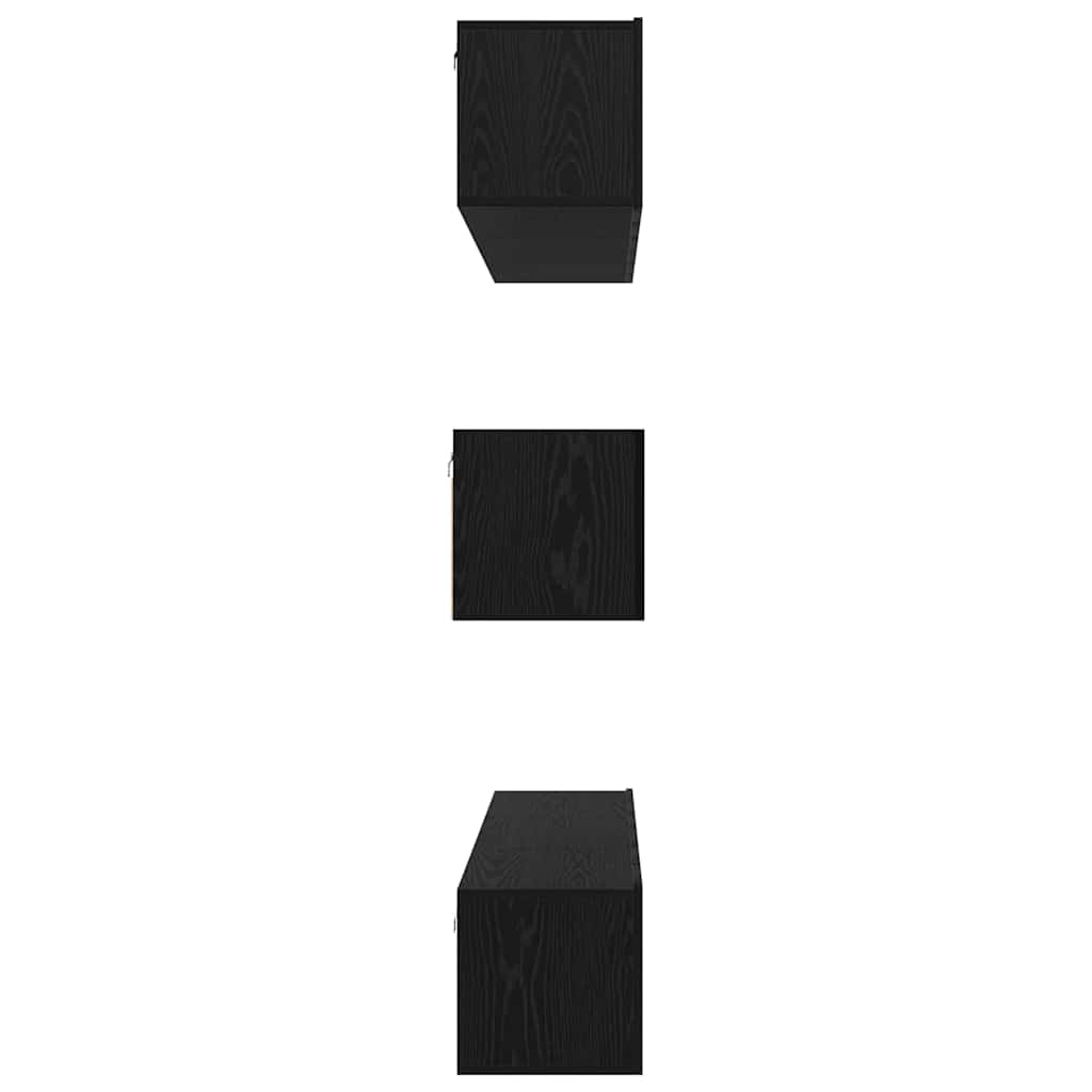 Tv-meubelset Wandgemonteerd 8 pcs Zwart Eiken Bewerkt hout is nu te koop bij PeponiXL, paradijselijk wonen!