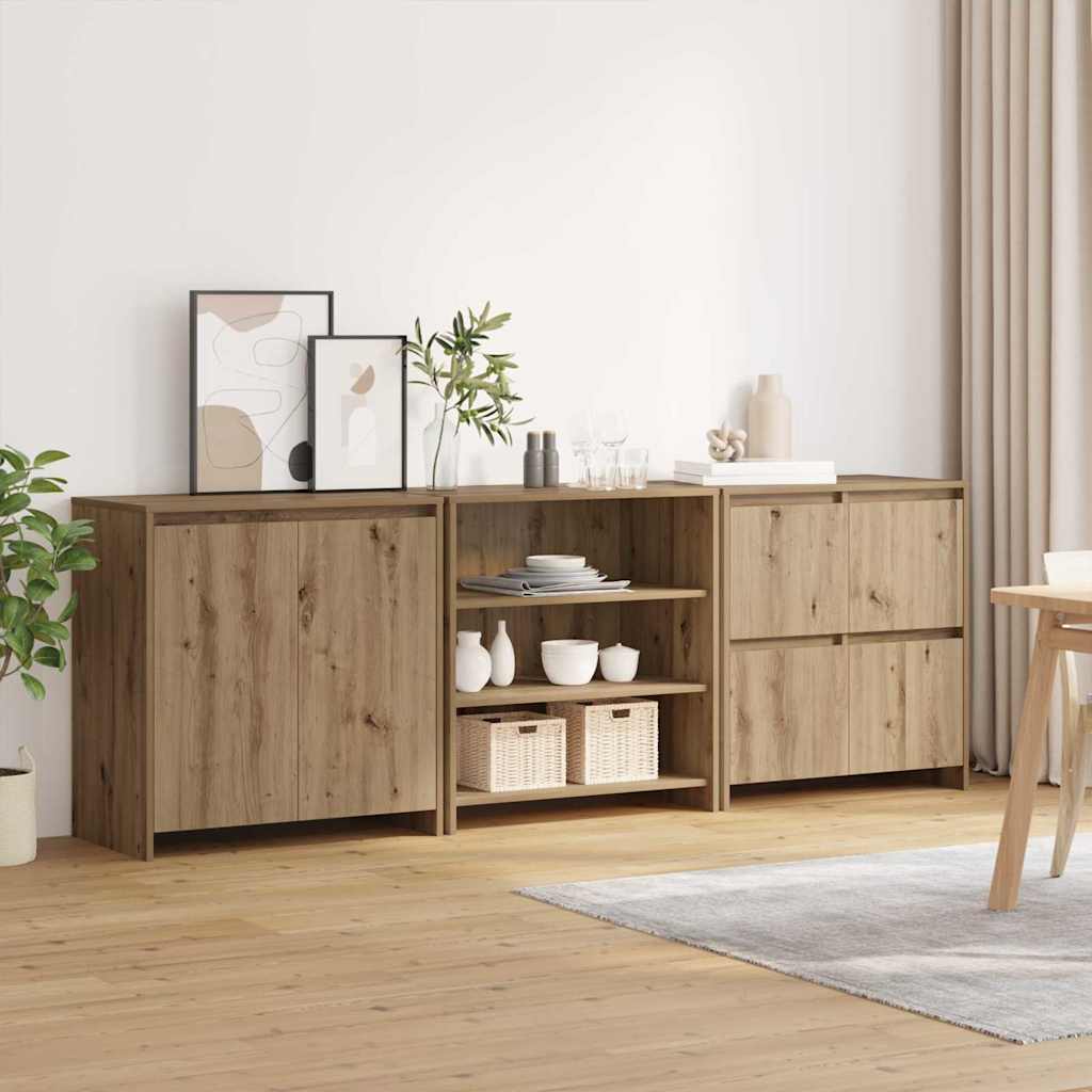 Dressoir 3 pcs Artisan Eiken 70 x 41 x 75 cm Bewerkt hout is nu te koop bij PeponiXL, paradijselijk wonen!