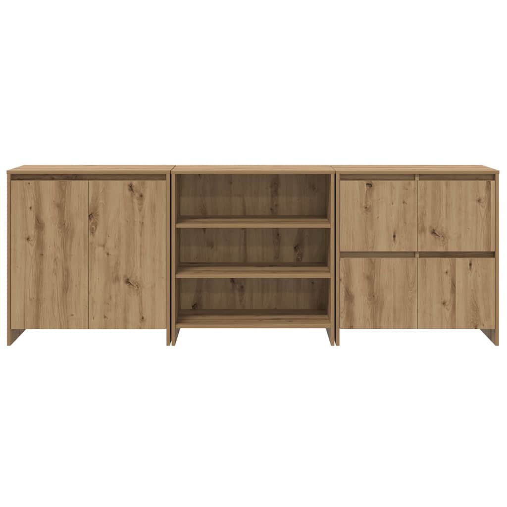 Dressoir 3 pcs Artisan Eiken 70 x 41 x 75 cm Bewerkt hout is nu te koop bij PeponiXL, paradijselijk wonen!
