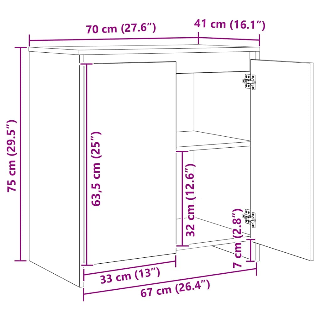 Dressoir 3 pcs Artisan Eiken 70 x 41 x 75 cm Bewerkt hout is nu te koop bij PeponiXL, paradijselijk wonen!