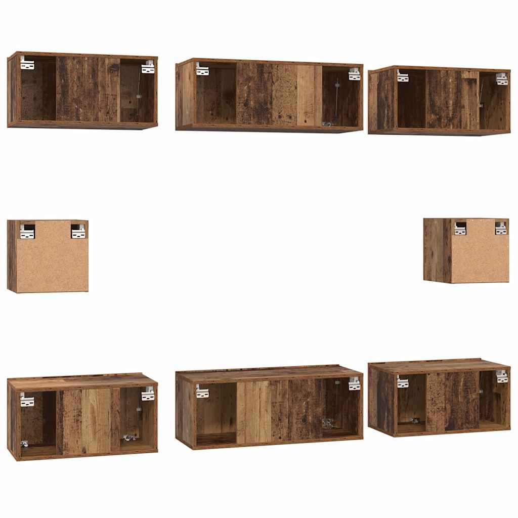 Tv-meubelset Wandgemonteerd 8 pcs Oud Hout Bewerkt hout is nu te koop bij PeponiXL, paradijselijk wonen!