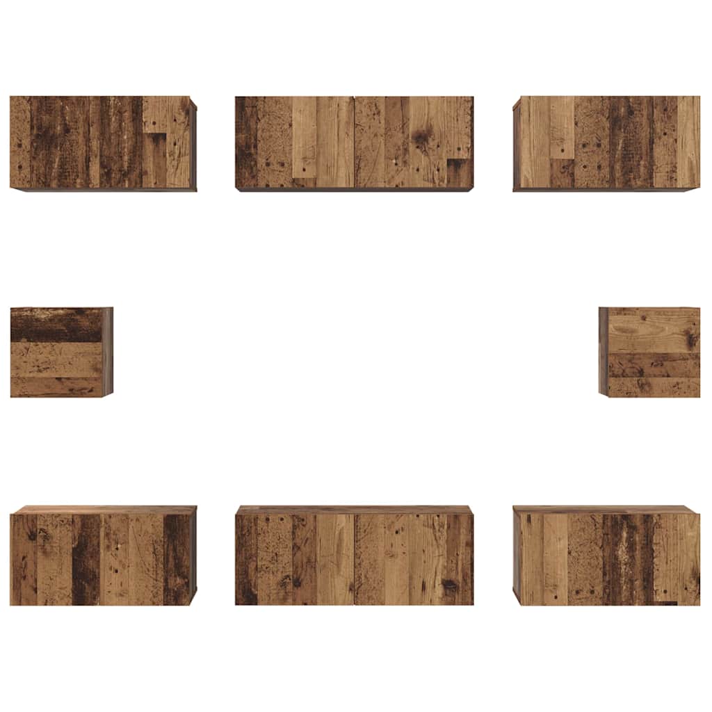 Tv-meubelset Wandgemonteerd 8 pcs Oud Hout Bewerkt hout is nu te koop bij PeponiXL, paradijselijk wonen!