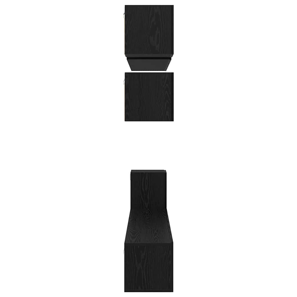Tv-meubelset Wandgemonteerd 8 pcs Zwart Eiken Bewerkt hout is nu te koop bij PeponiXL, paradijselijk wonen!
