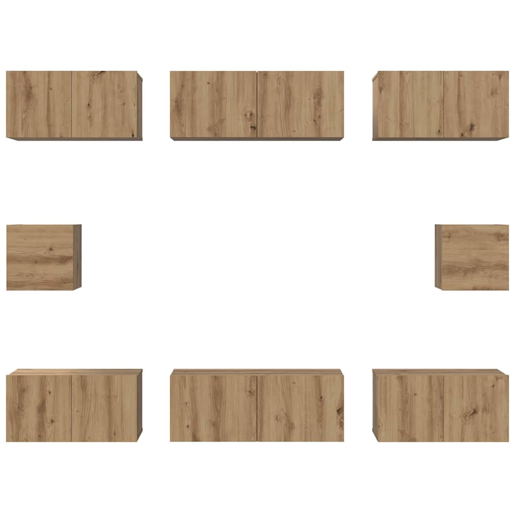 Tv-meubelset Wandgemonteerd 8 pcs Artisan Eiken Bewerkt hout is nu te koop bij PeponiXL, paradijselijk wonen!