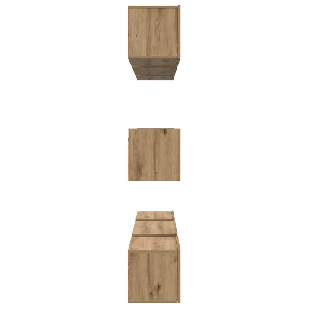 Tv-meubelset Wandgemonteerd 8 pcs Artisan Eiken Bewerkt hout is nu te koop bij PeponiXL, paradijselijk wonen!