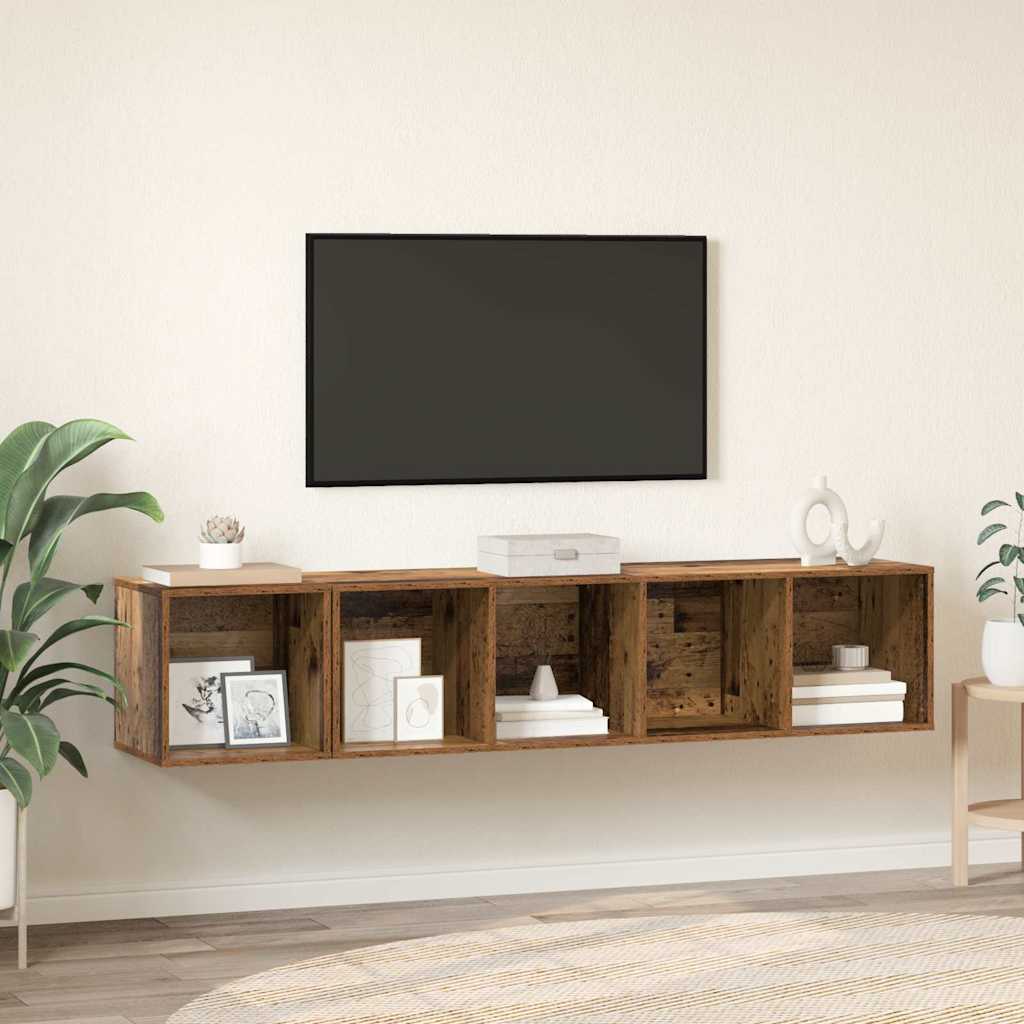 TV-kast set Wandgemonteerd 2 pcs Oud Hout Bewerkt hout is nu te koop bij PeponiXL, paradijselijk wonen!