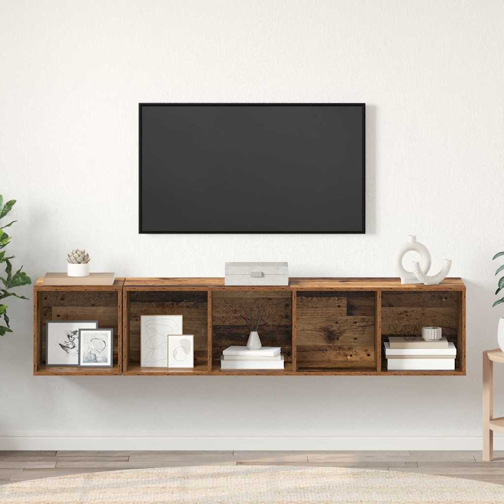 TV-kast set Wandgemonteerd 2 pcs Oud Hout Bewerkt hout is nu te koop bij PeponiXL, paradijselijk wonen!