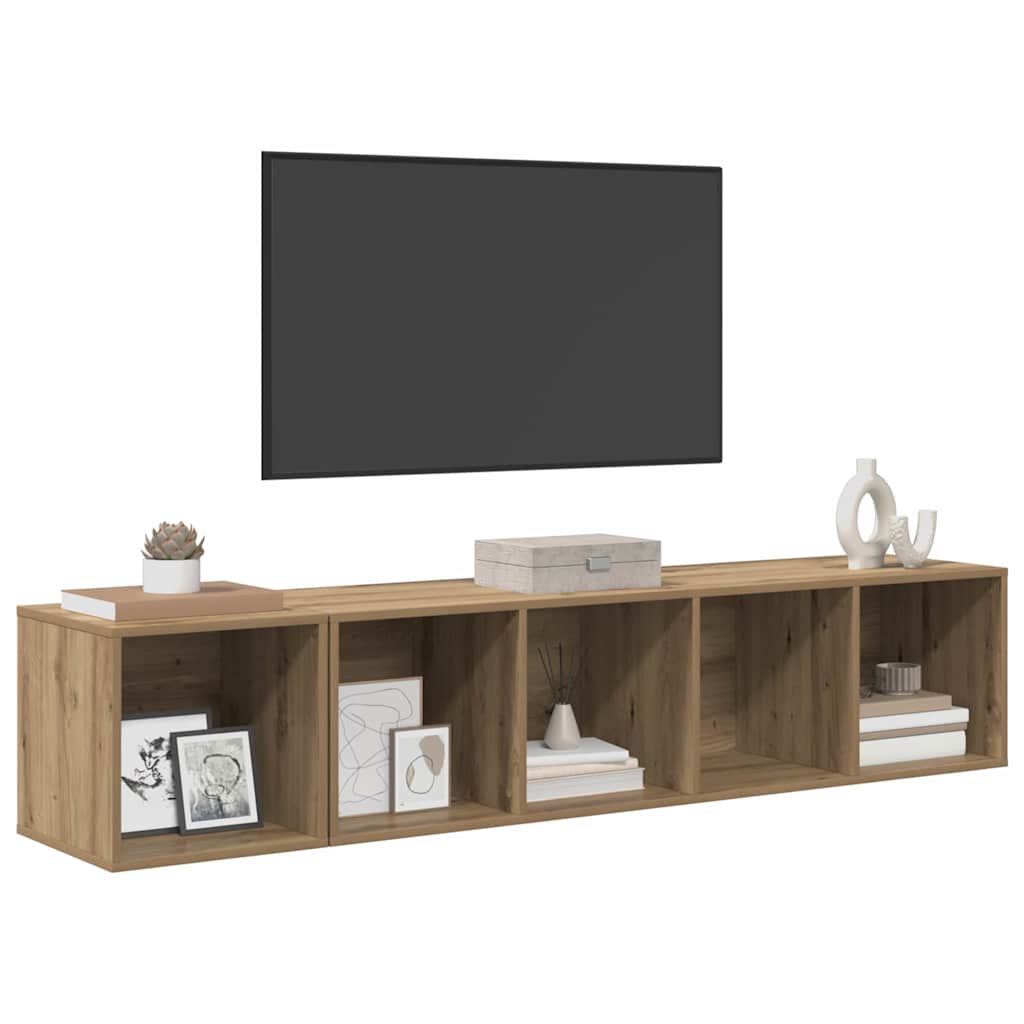 TV-kast set Wandgemonteerd 2 pcs Artisan Eiken Bewerkt hout is nu te koop bij PeponiXL, paradijselijk wonen!