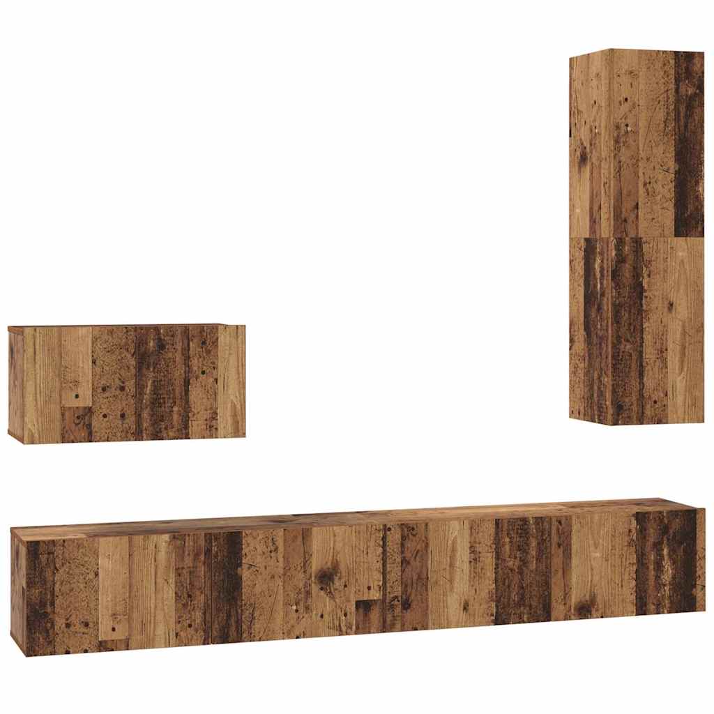 Wand TV Kast Wandgemonteerd 4 pcs Oud Hout Bewerkt hout is nu te koop bij PeponiXL, paradijselijk wonen!