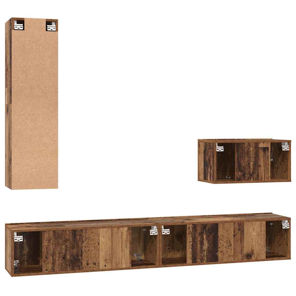 Wand TV Kast Wandgemonteerd 4 pcs Oud Hout Bewerkt hout is nu te koop bij PeponiXL, paradijselijk wonen!