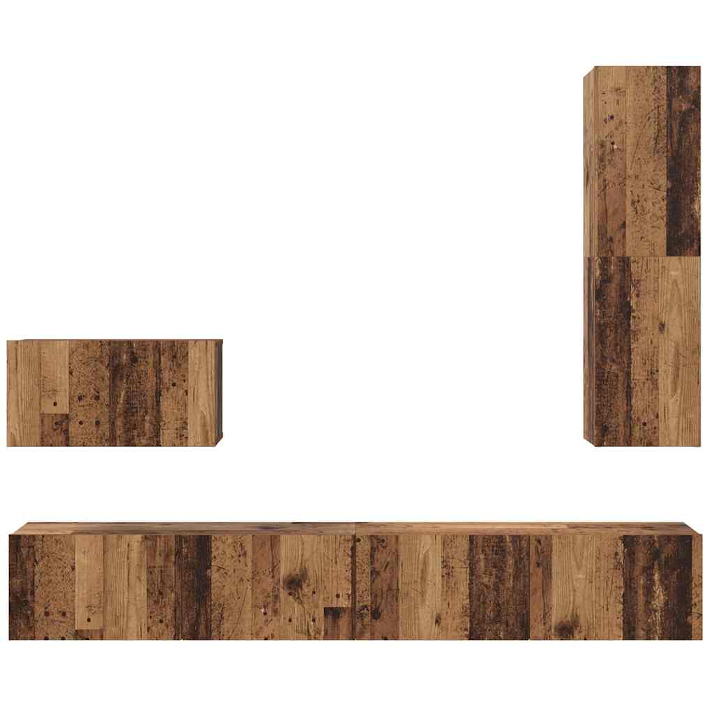 Wand TV Kast Wandgemonteerd 4 pcs Oud Hout Bewerkt hout is nu te koop bij PeponiXL, paradijselijk wonen!