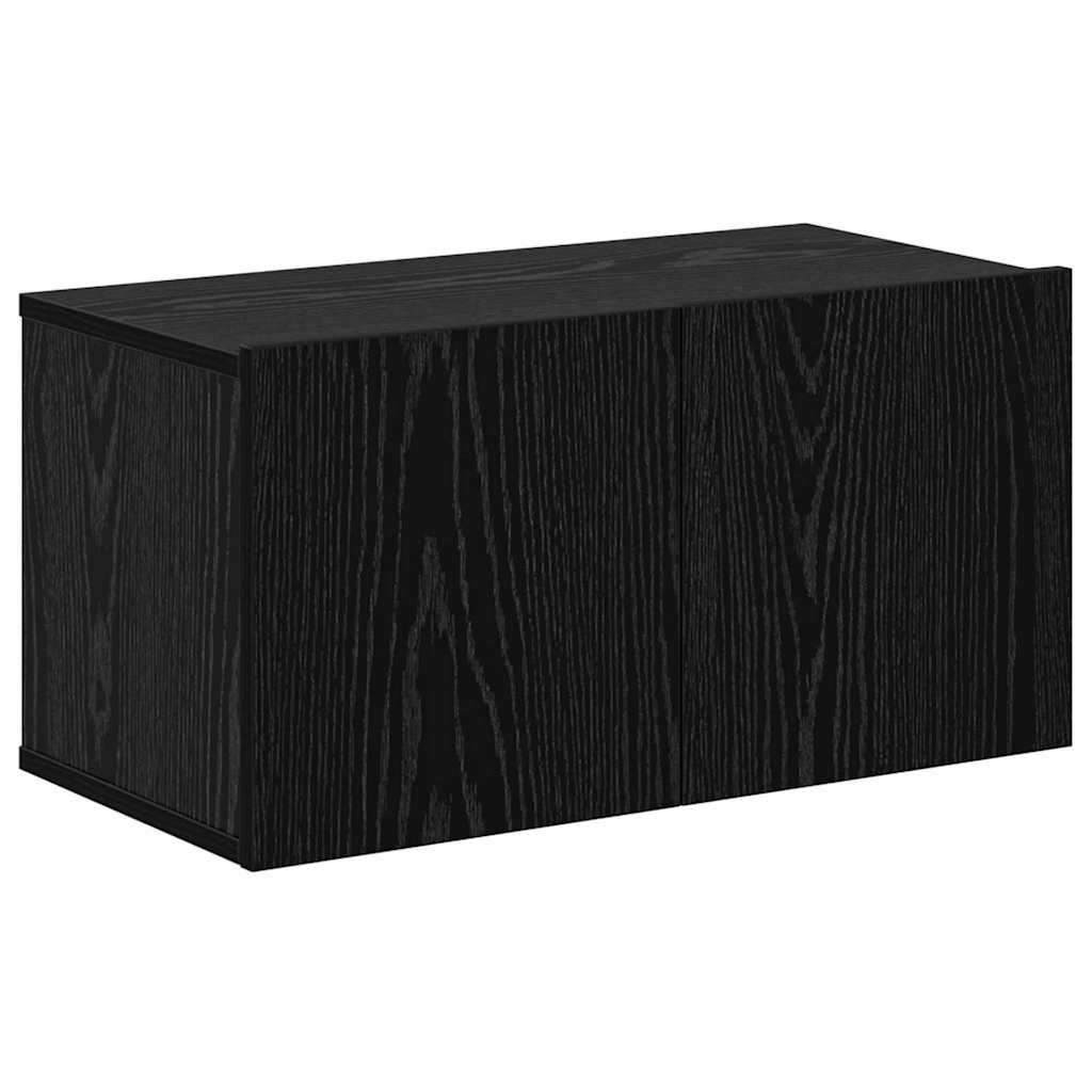 Wand TV Kast Wandgemonteerd 4 pcs Zwart Eiken Bewerkt hout is nu te koop bij PeponiXL, paradijselijk wonen!
