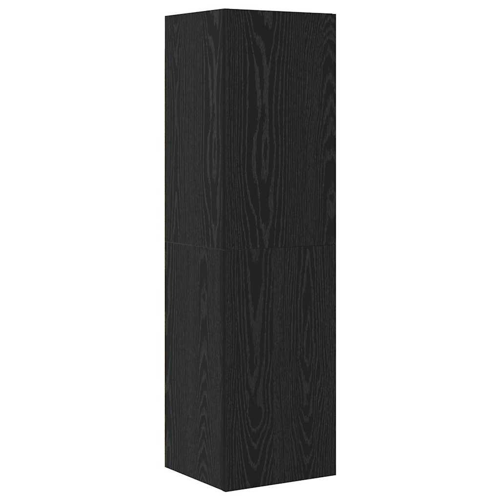 Wand TV Kast Wandgemonteerd 4 pcs Zwart Eiken Bewerkt hout is nu te koop bij PeponiXL, paradijselijk wonen!