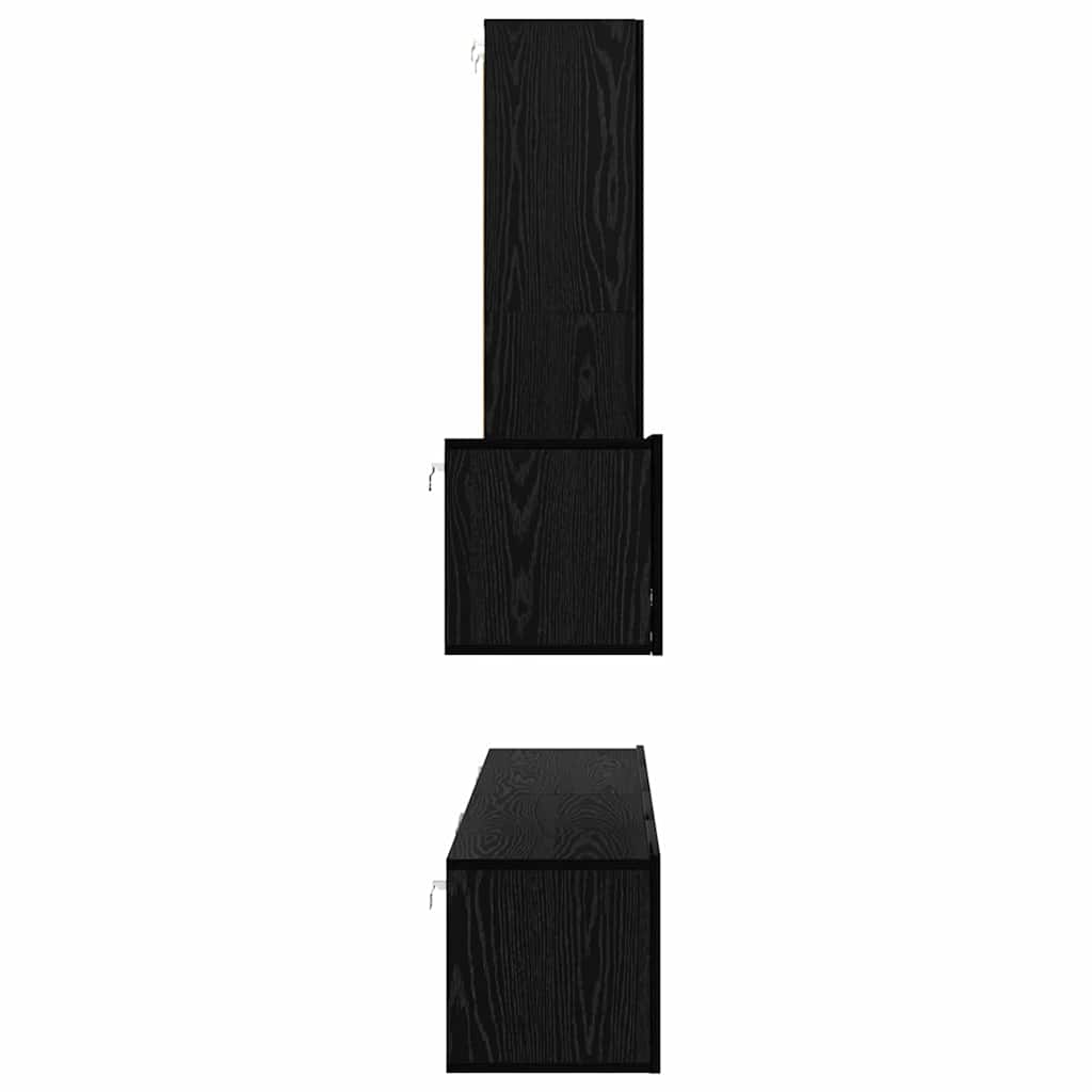 Wand TV Kast Wandgemonteerd 4 pcs Zwart Eiken Bewerkt hout is nu te koop bij PeponiXL, paradijselijk wonen!