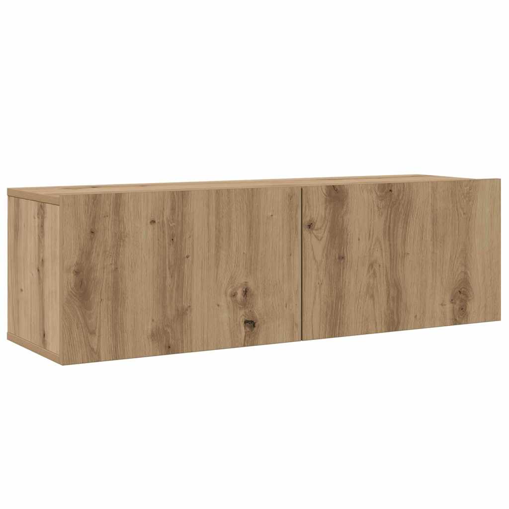 Wand TV Kast Wandgemonteerd 4 pcs Artisan Eiken Bewerkt hout is nu te koop bij PeponiXL, paradijselijk wonen!