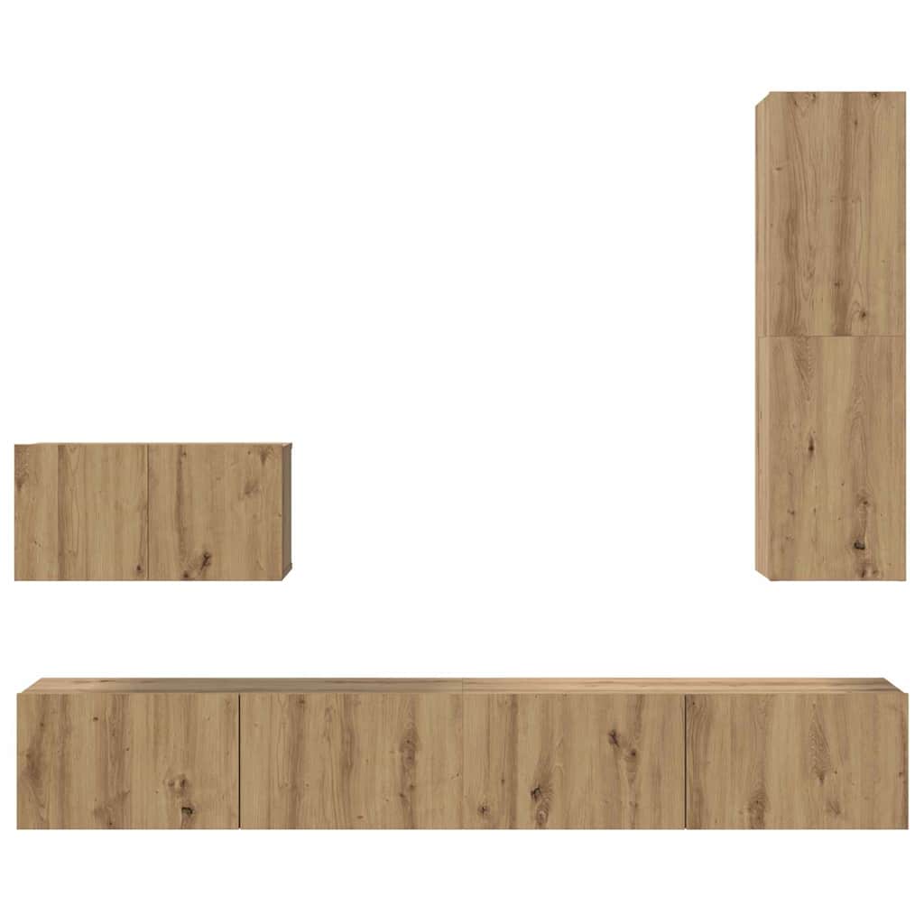 Wand TV Kast Wandgemonteerd 4 pcs Artisan Eiken Bewerkt hout is nu te koop bij PeponiXL, paradijselijk wonen!
