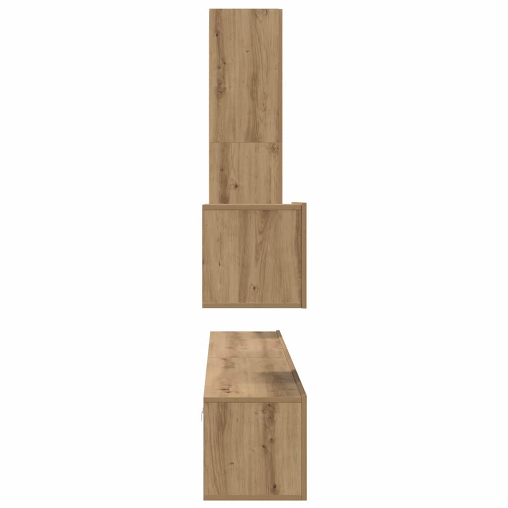 Wand TV Kast Wandgemonteerd 4 pcs Artisan Eiken Bewerkt hout is nu te koop bij PeponiXL, paradijselijk wonen!