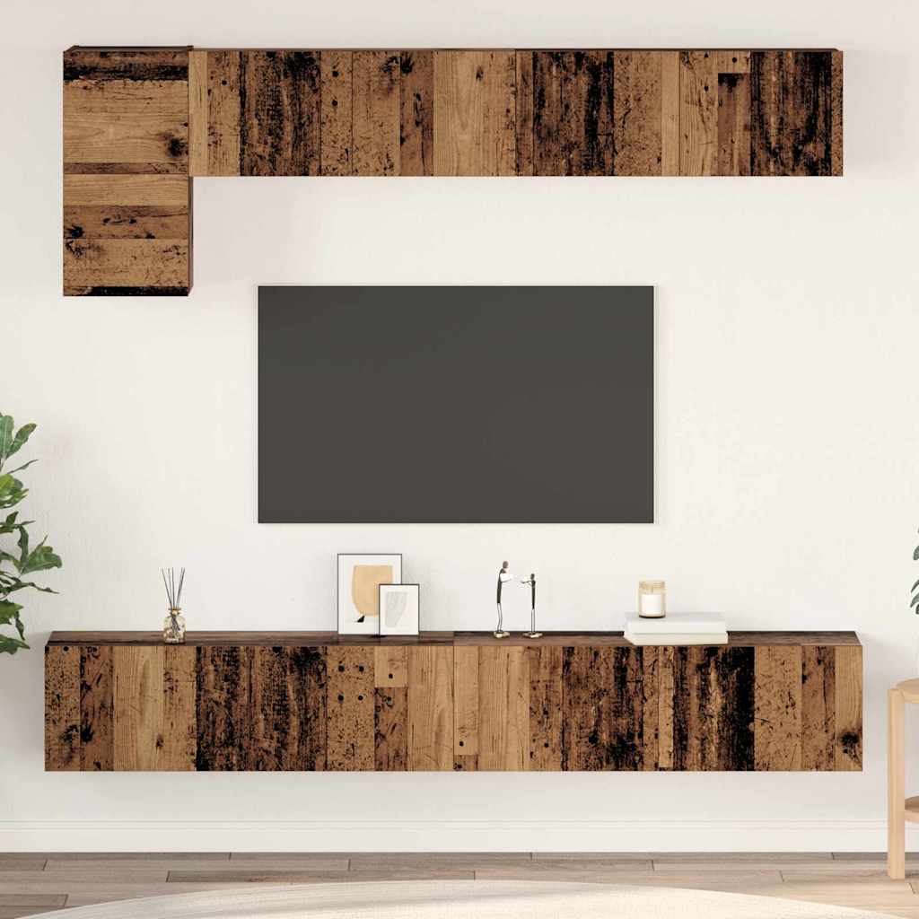 Tv-meubelset Wandgemonteerd 5 pcs Oud Hout Bewerkt hout is nu te koop bij PeponiXL, paradijselijk wonen!