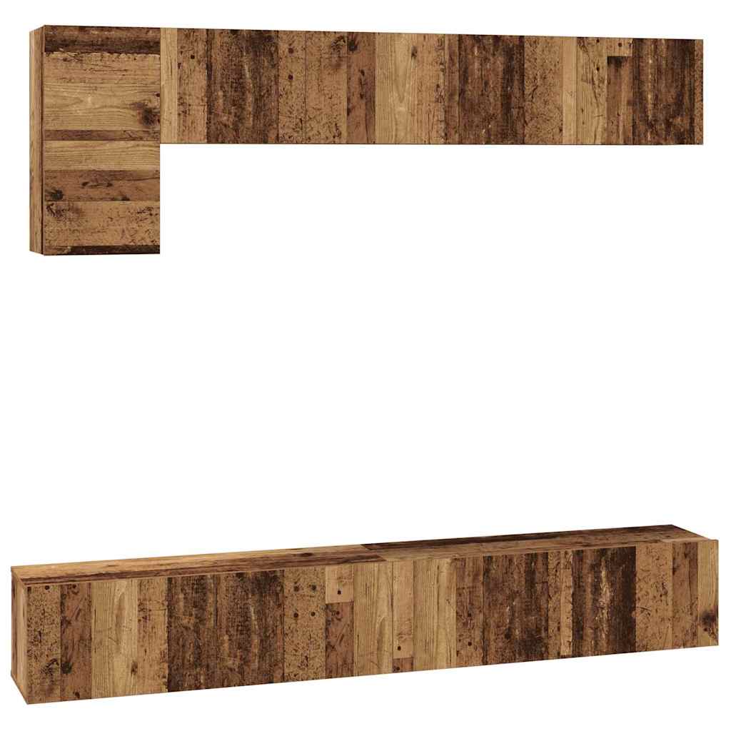 Tv-meubelset Wandgemonteerd 5 pcs Oud Hout Bewerkt hout is nu te koop bij PeponiXL, paradijselijk wonen!