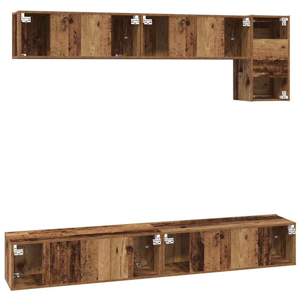 Tv-meubelset Wandgemonteerd 5 pcs Oud Hout Bewerkt hout is nu te koop bij PeponiXL, paradijselijk wonen!