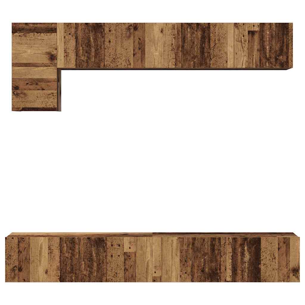 Tv-meubelset Wandgemonteerd 5 pcs Oud Hout Bewerkt hout is nu te koop bij PeponiXL, paradijselijk wonen!