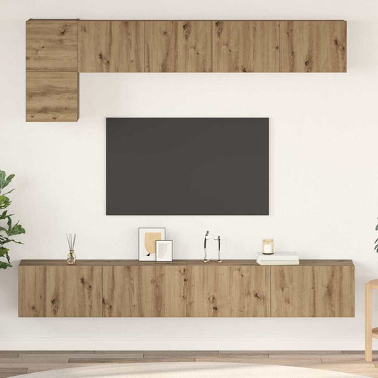 Tv-meubelset Wandgemonteerd 5 pcs Artisan Eiken Bewerkt hout is nu te koop bij PeponiXL, paradijselijk wonen!