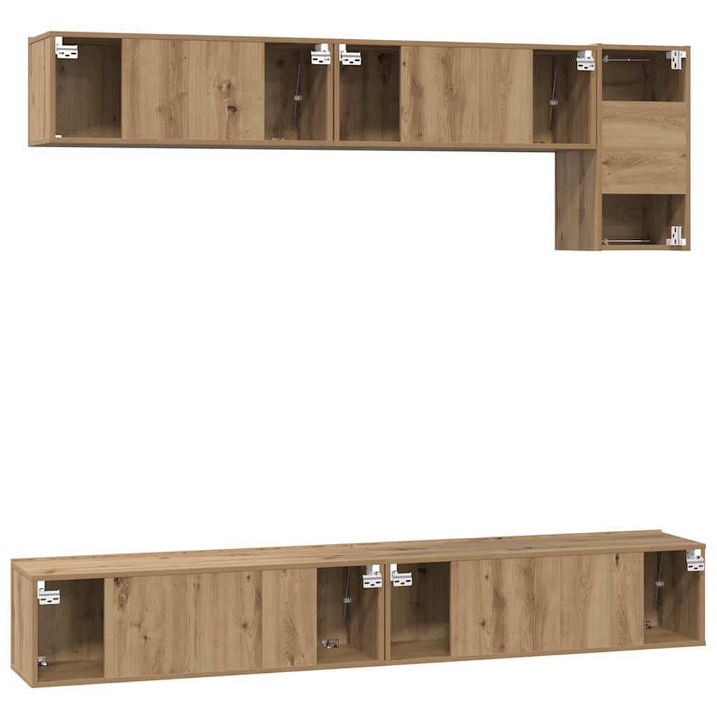 Tv-meubelset Wandgemonteerd 5 pcs Artisan Eiken Bewerkt hout is nu te koop bij PeponiXL, paradijselijk wonen!