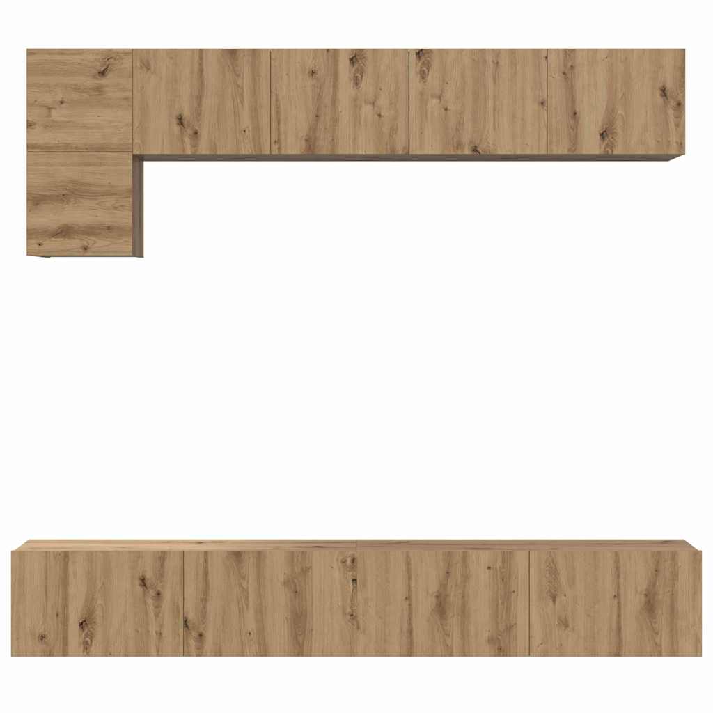 Tv-meubelset Wandgemonteerd 5 pcs Artisan Eiken Bewerkt hout is nu te koop bij PeponiXL, paradijselijk wonen!