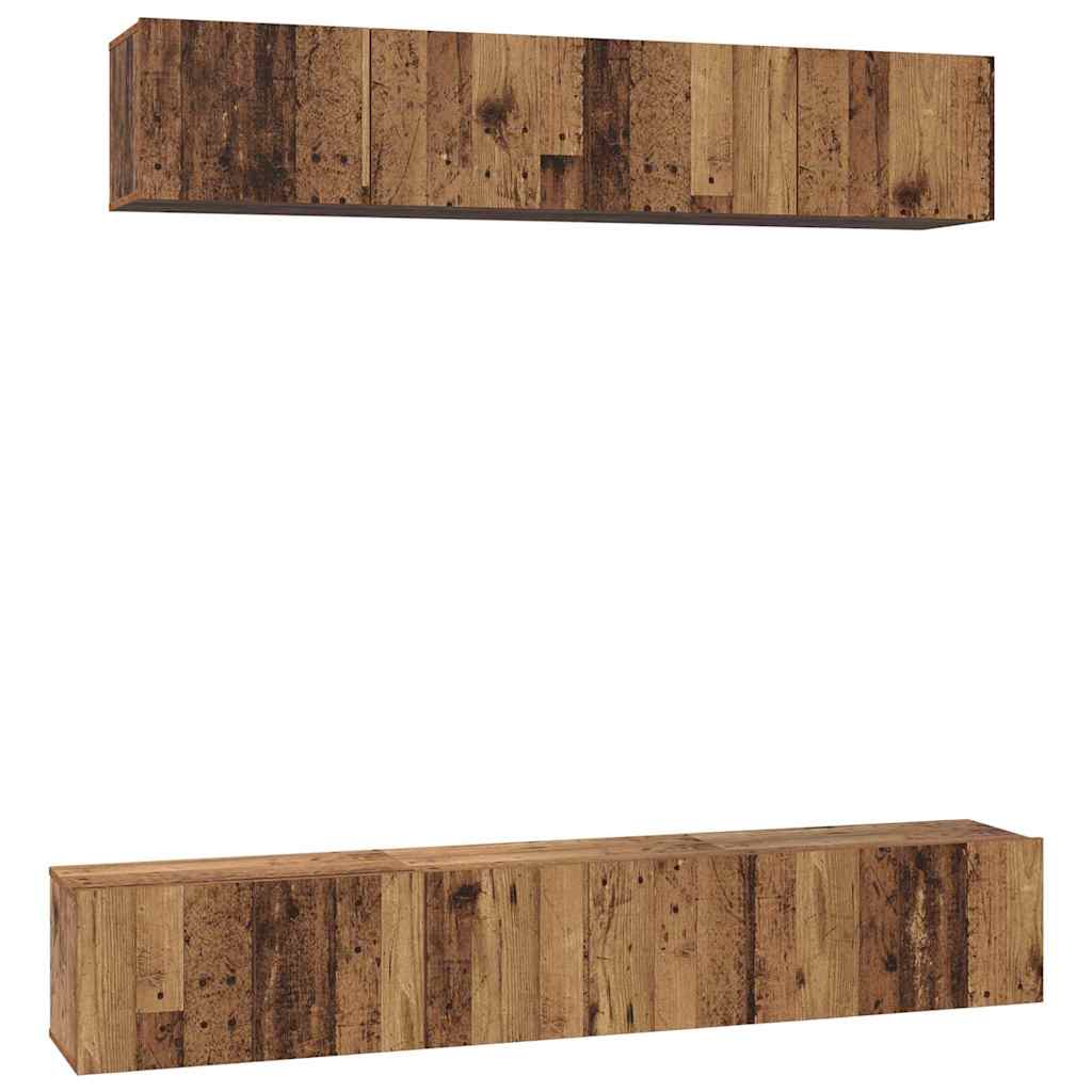 Tv-meubelset Wandgemonteerd 5 pcs Oud Hout Bewerkt hout is nu te koop bij PeponiXL, paradijselijk wonen!