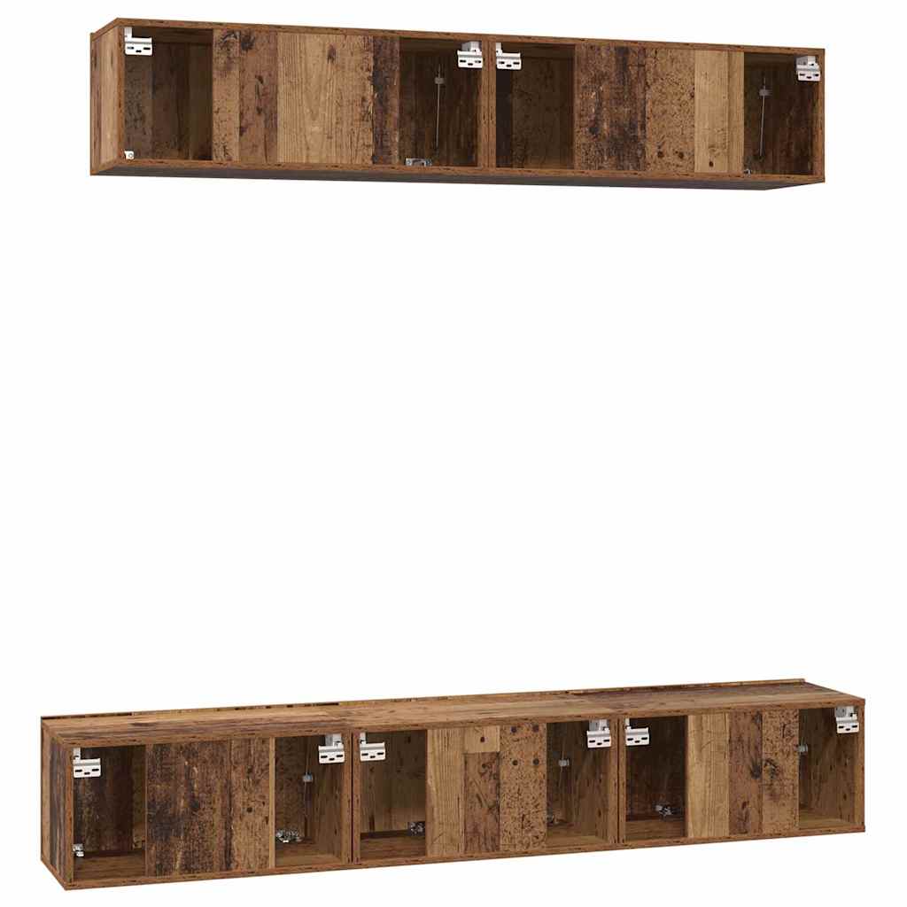 Tv-meubelset Wandgemonteerd 5 pcs Oud Hout Bewerkt hout is nu te koop bij PeponiXL, paradijselijk wonen!