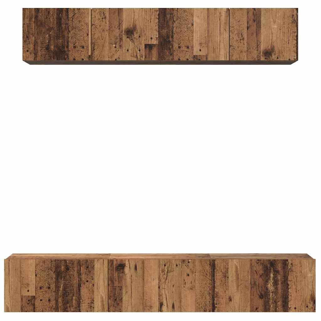 Tv-meubelset Wandgemonteerd 5 pcs Oud Hout Bewerkt hout is nu te koop bij PeponiXL, paradijselijk wonen!