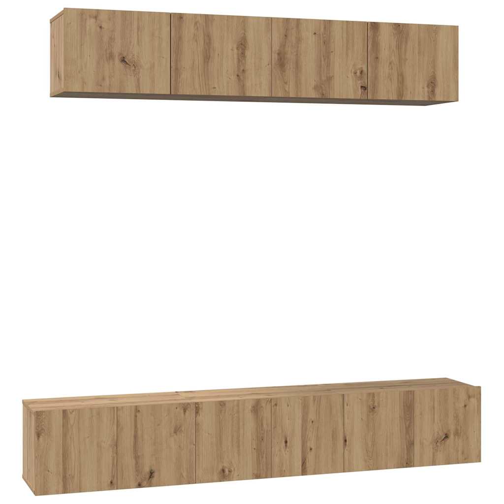 Tv-meubelset Wandgemonteerd 5 pcs Artisan Eiken Bewerkt hout is nu te koop bij PeponiXL, paradijselijk wonen!