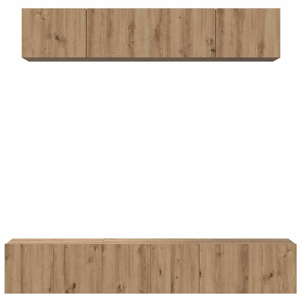 Tv-meubelset Wandgemonteerd 5 pcs Artisan Eiken Bewerkt hout is nu te koop bij PeponiXL, paradijselijk wonen!