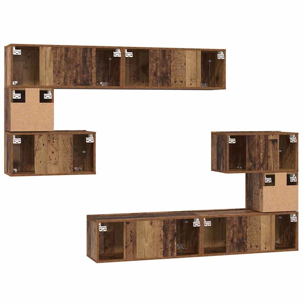 Tv-meubelset Wandgemonteerd 8 pcs Oud Hout Bewerkt hout is nu te koop bij PeponiXL, paradijselijk wonen!