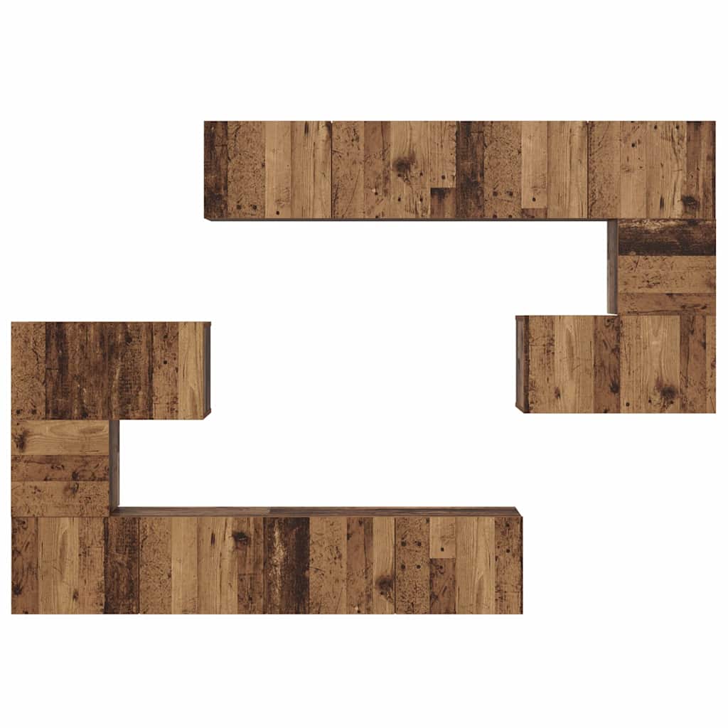 Tv-meubelset Wandgemonteerd 8 pcs Oud Hout Bewerkt hout is nu te koop bij PeponiXL, paradijselijk wonen!