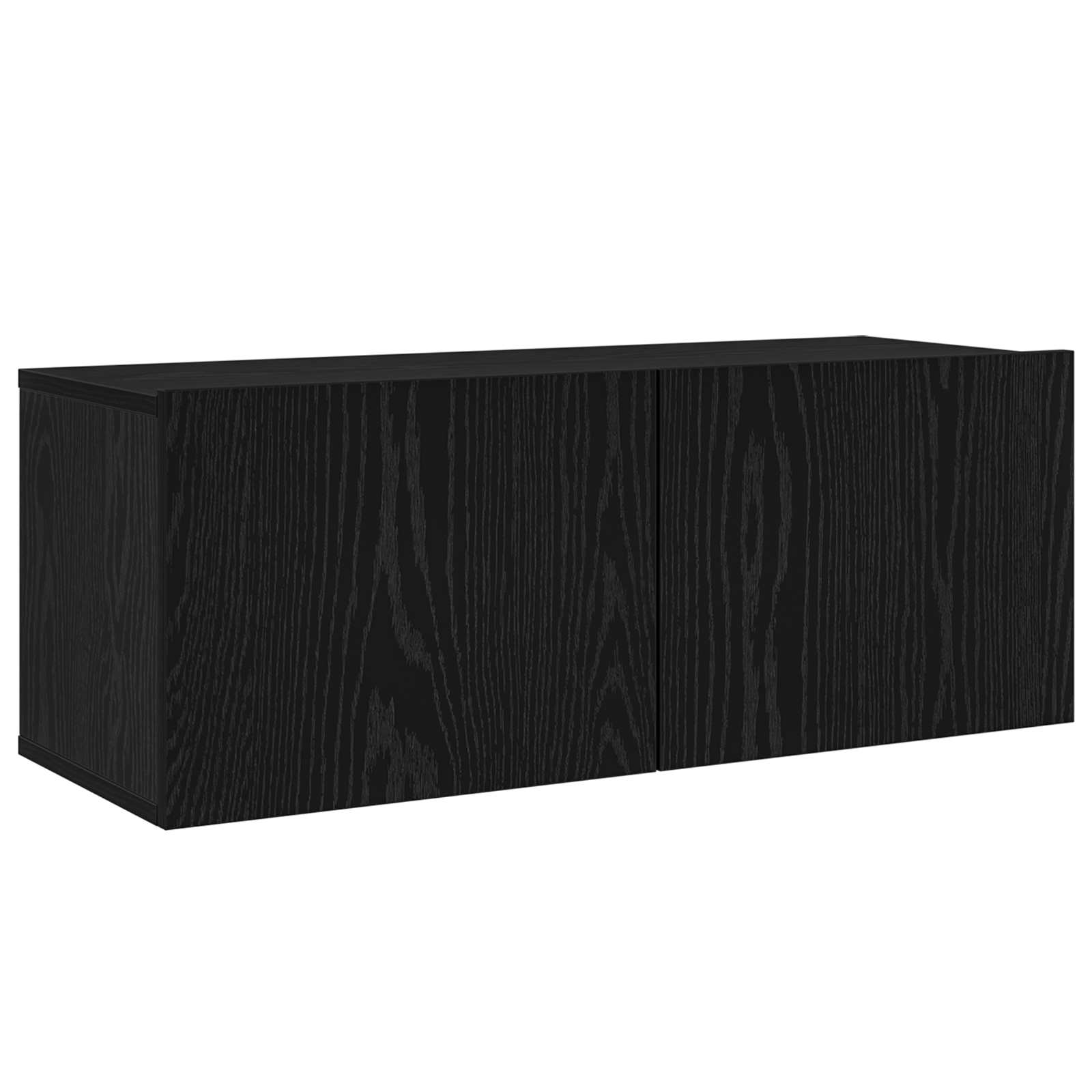 Tv-meubelset Wandgemonteerd 8 pcs Zwart Eiken Bewerkt hout is nu te koop bij PeponiXL, paradijselijk wonen!