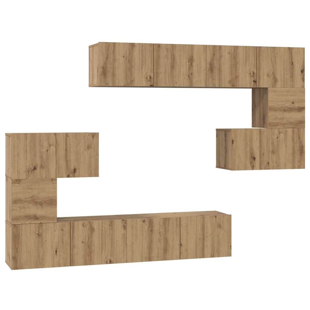 Tv-meubelset Wandgemonteerd 8 pcs Artisan Eiken Bewerkt hout is nu te koop bij PeponiXL, paradijselijk wonen!