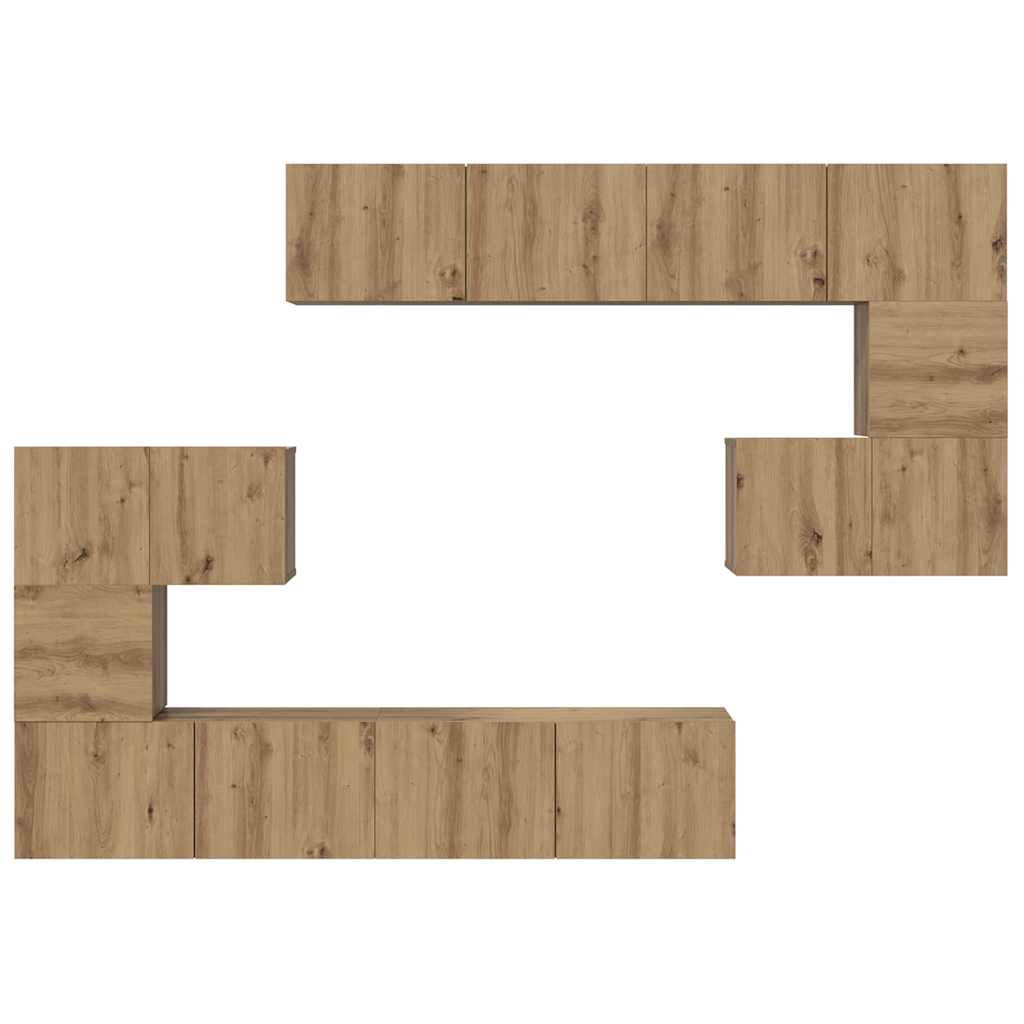 Tv-meubelset Wandgemonteerd 8 pcs Artisan Eiken Bewerkt hout is nu te koop bij PeponiXL, paradijselijk wonen!